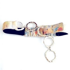 SANDY DUFTLER EMBOSSED LEATHER MULTI COLOR BELT